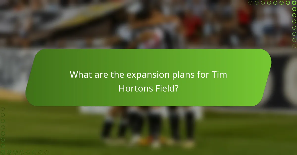What are the expansion plans for Tim Hortons Field?